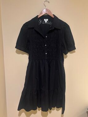 J. Crew Black Polo Dress with Bodice Shirring Size M